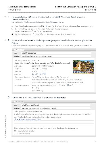 Fokus Beruf: Eine Buchungsbestätigung