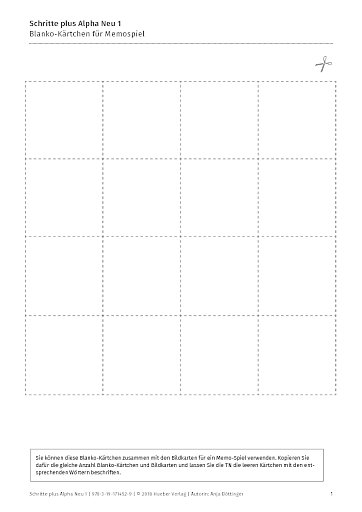 Blanko-Kärtchen für Memospiel