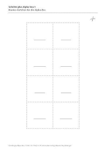 Blanko-Kärtchen für die Alpha-Box