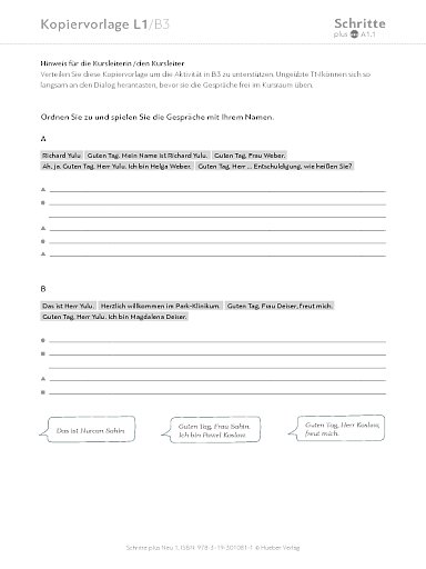 Kopiervorlage, Lektion 1, B3