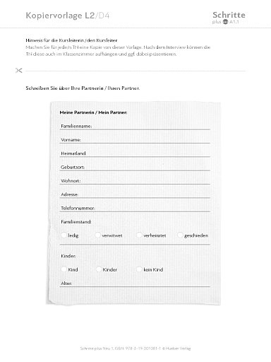 Kopiervorlage, Lektion 2, D4