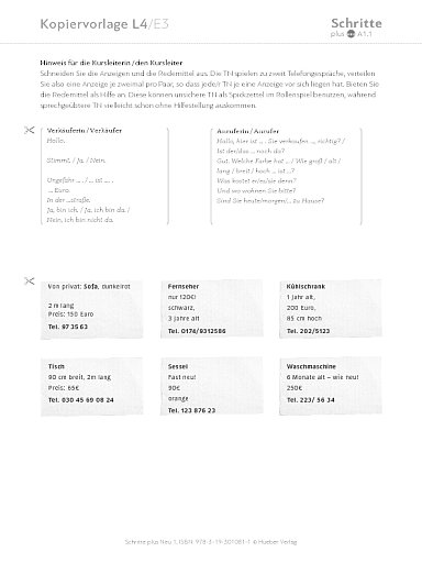 Kopiervorlage, Lektion 4, E3