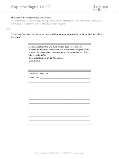 Kopiervorlage, Lektion 14, C3