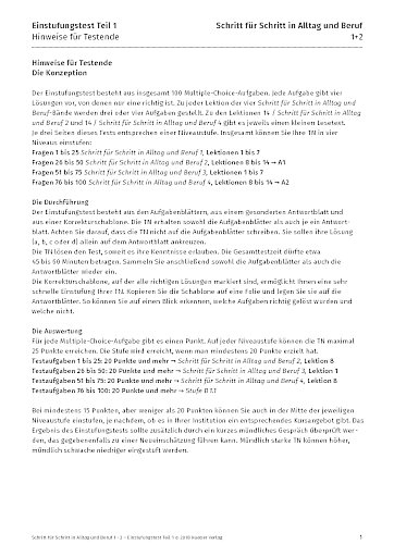 Einstufungstest Teil 1 - Korrekturschablone