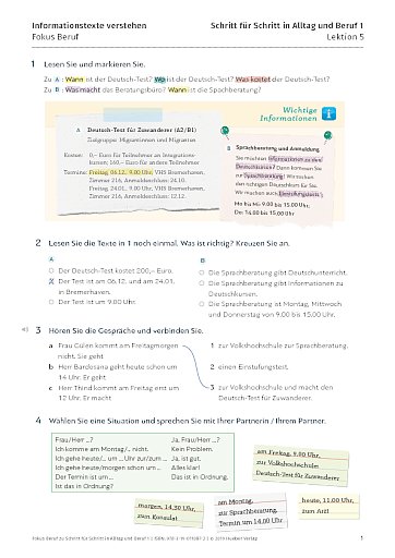 Fokus Beruf: Informationstexte verstehen