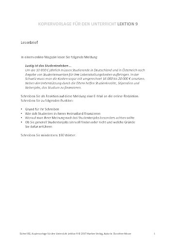 Unterrichtsplan – Kopiervorlage