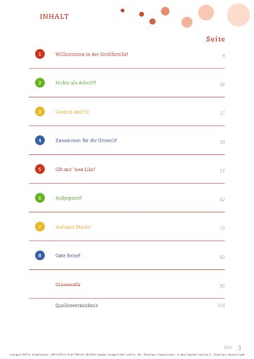 Und jetzt WIR 2 – Arbeitsbuch Inhaltsverzeichnis