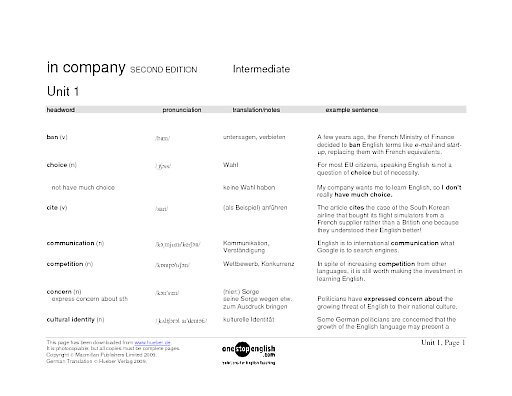 Wortlisten Unit 1 bis 5