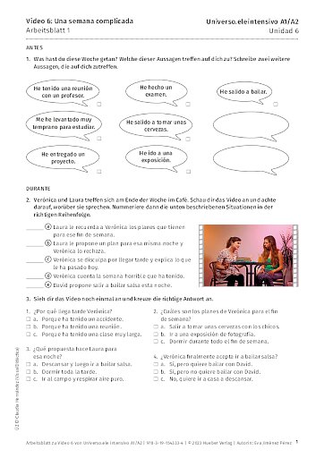 Arbeitsblatt zu Video 6: Una semana complicada