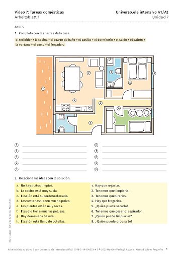 Arbeitsblatt zu Video 7: Tareas domésticas