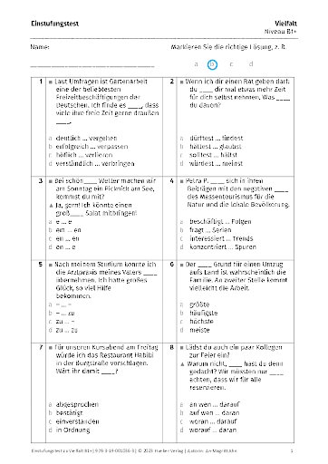 Einstufungstest – Aufgabenblatt