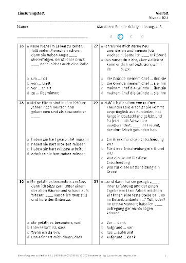 Einstufungstest – Aufgabenblatt