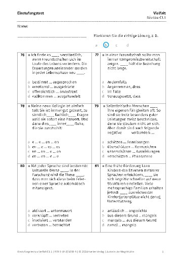 Einstufungstest – Aufgabenblatt