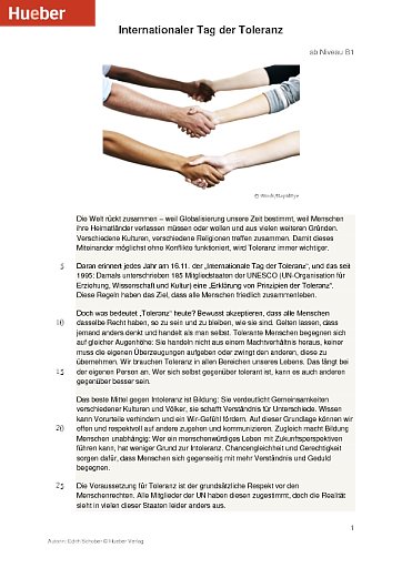 16. November: Internationaler Tag der Toleranz