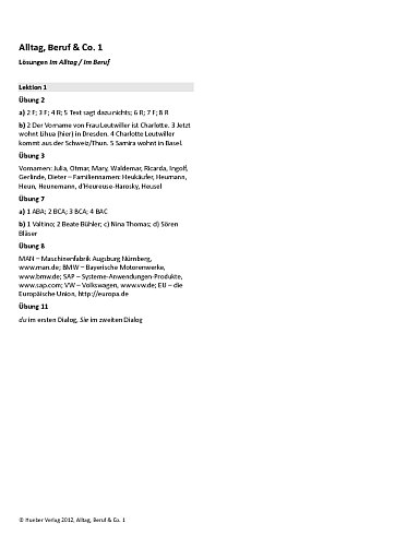 Lösungen „Im Alltag / Im Beruf“