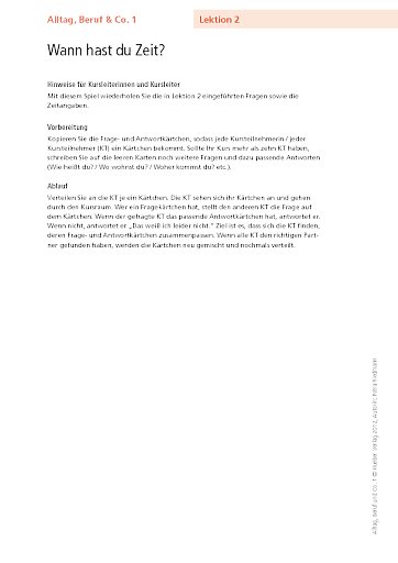 Wann hast du Zeit?