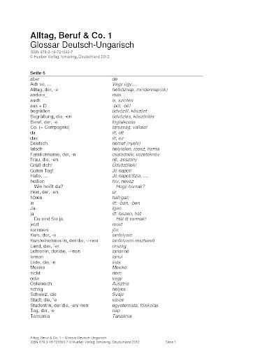 Alltag, Beruf & Co. 1 német-magyar szószedet 