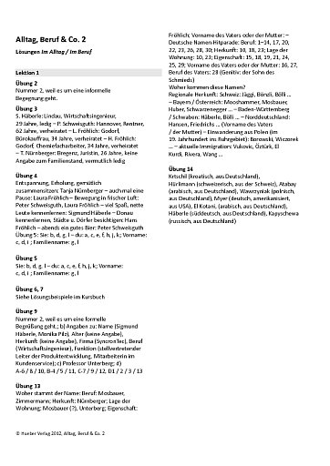 Lösungen „Im Alltag / Im Beruf“