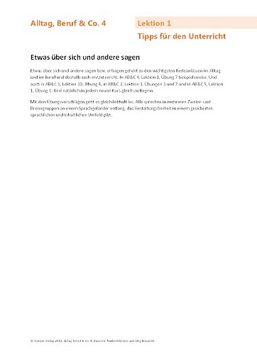 Thema „Etwas über sich und andere sagen“