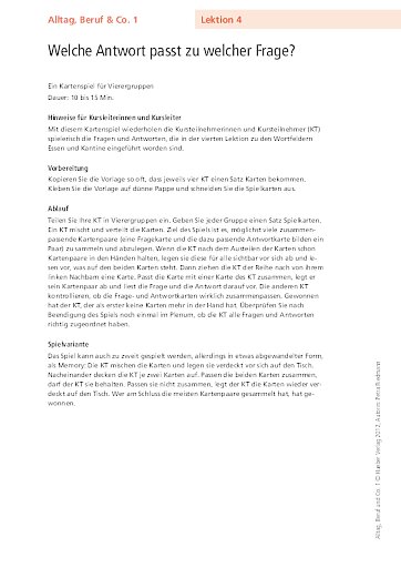 Welche Antwort passt zu welcher Frage?