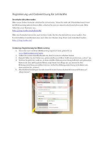 Registrierung und Codeeinlösung für Lehrkräfte