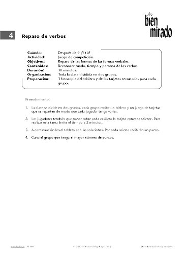 Zu Lektion 4: Repaso de verbos