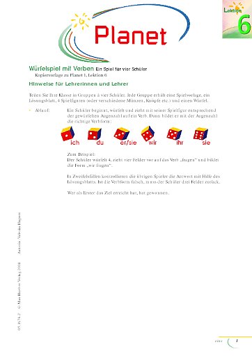 Würfelspiel mit Verben