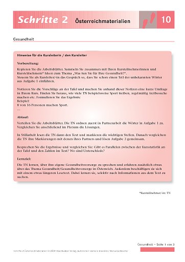 Lesetext: Was tun die Österreicher für ihre Gesundheit?