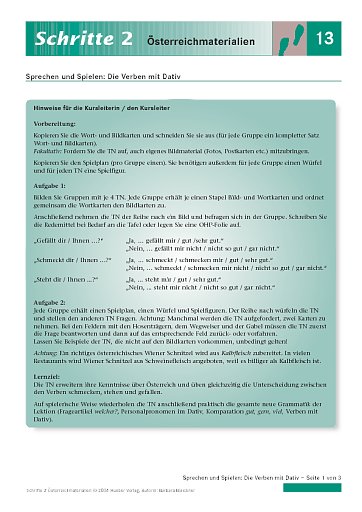 Die Verben mit Dativ