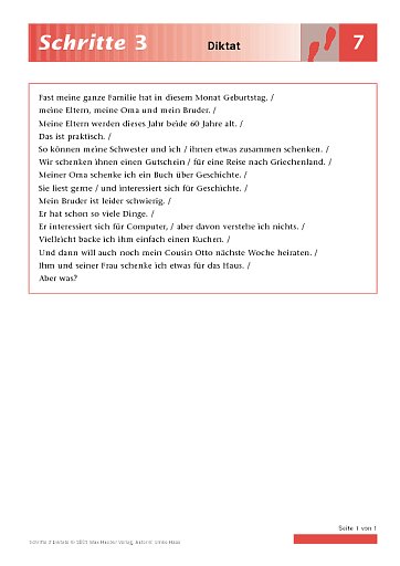 Lektion 7: Diktat