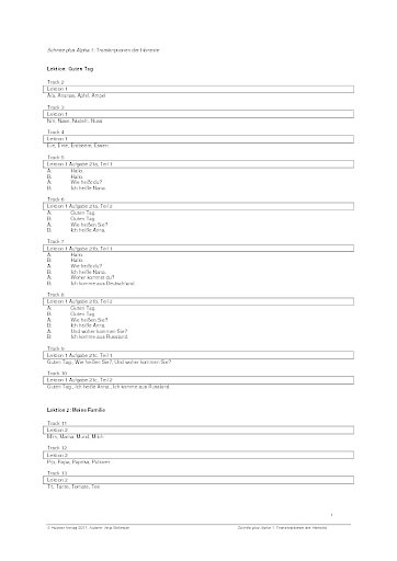 Transkriptionen der Hörtexte