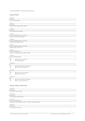 Transkriptionen der Hörtexte