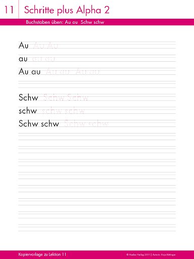 Buchstaben üben: Au au Schw schw