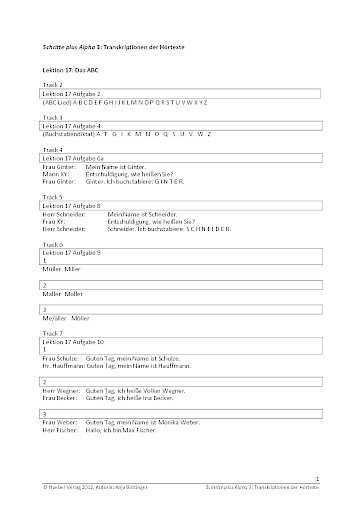 Transkriptionen der Hörtexte