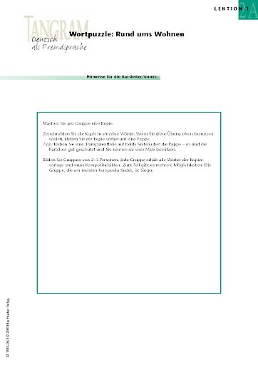 Wortpuzzle: Rund ums Wohnen