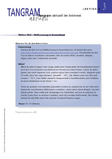 Müllers Müll - Mülltrennung in Deutschland