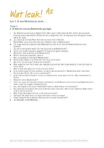 Les 1: Ik leer Nederlands sinds …
