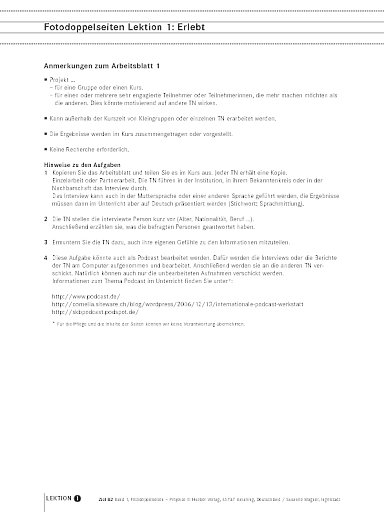 Fotodoppelseiten Lektion 1: Erlebt