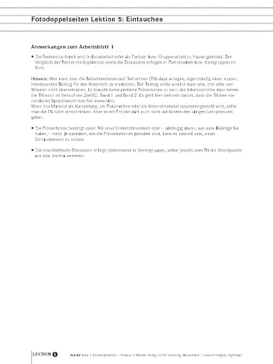 Fotodoppelseiten Lektion 5: Eintauchen