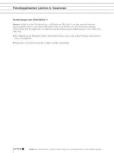 Fotodoppelseiten Lektion 6: Gewinnen