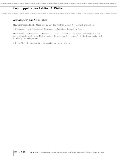 Fotodoppelseiten Lektion 8: Risiko