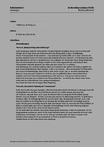 Im Berufssprachkurs Brückenelement B1/b2 Lösungen Im Berufssprachkurs | Lehrwerk einsetzen
