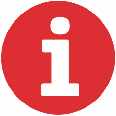 I-Punkt Logo, weisses i auf rotem Kreis
