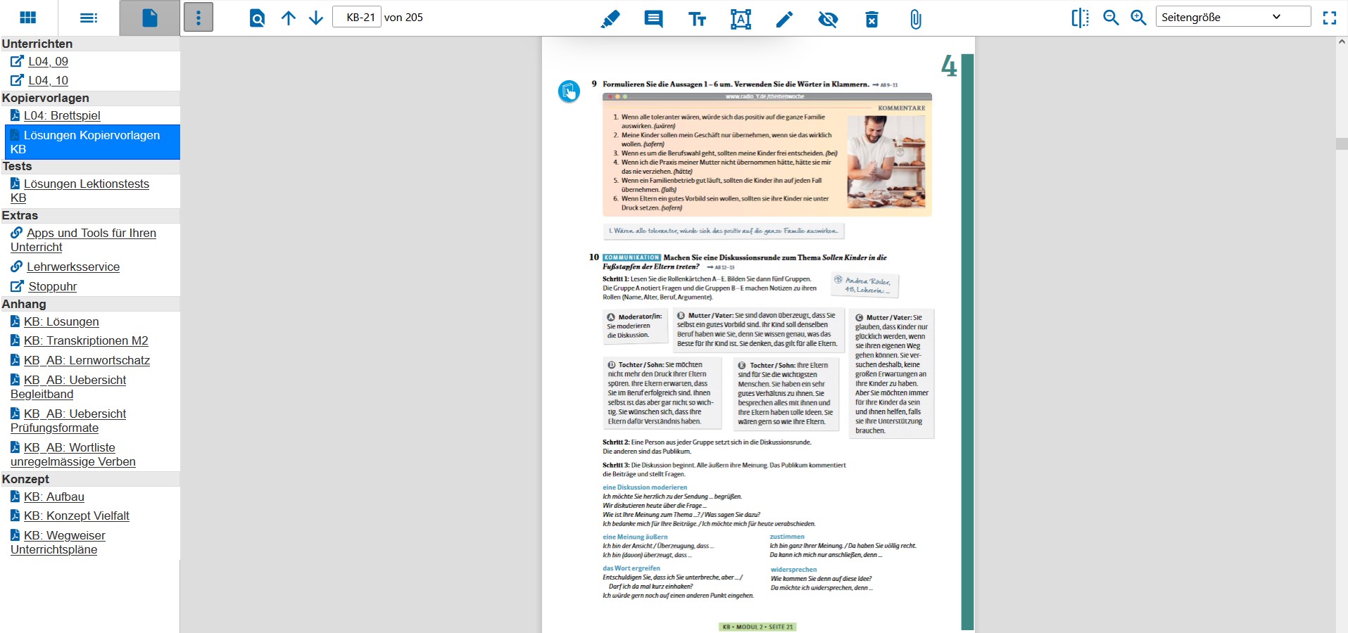 Screenshot des digitalen Unterrichtsplaners