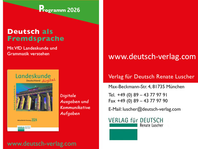 Screenshot des aktuellen Programmes vom Verlag für Deutsch Renate Luscher