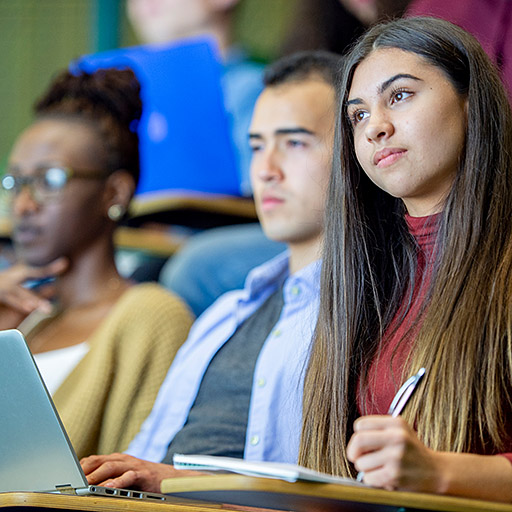 Studenten im Hörsaal sitzen in einer Vorlesung