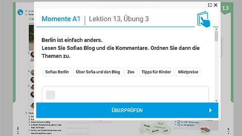 Screenshot Hueber interaktiv: interaktive Übung