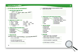 Abbildung einer Lehrwerksseite aus dem Arbeitsbuch mit unterschiedlichen Übungstypen