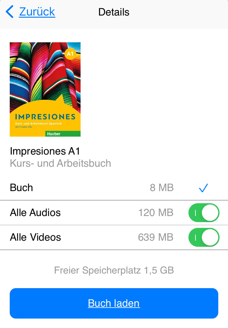 Screenshot: Einstellung zur On-/Offline-Bereitstellung der Videos und Audios